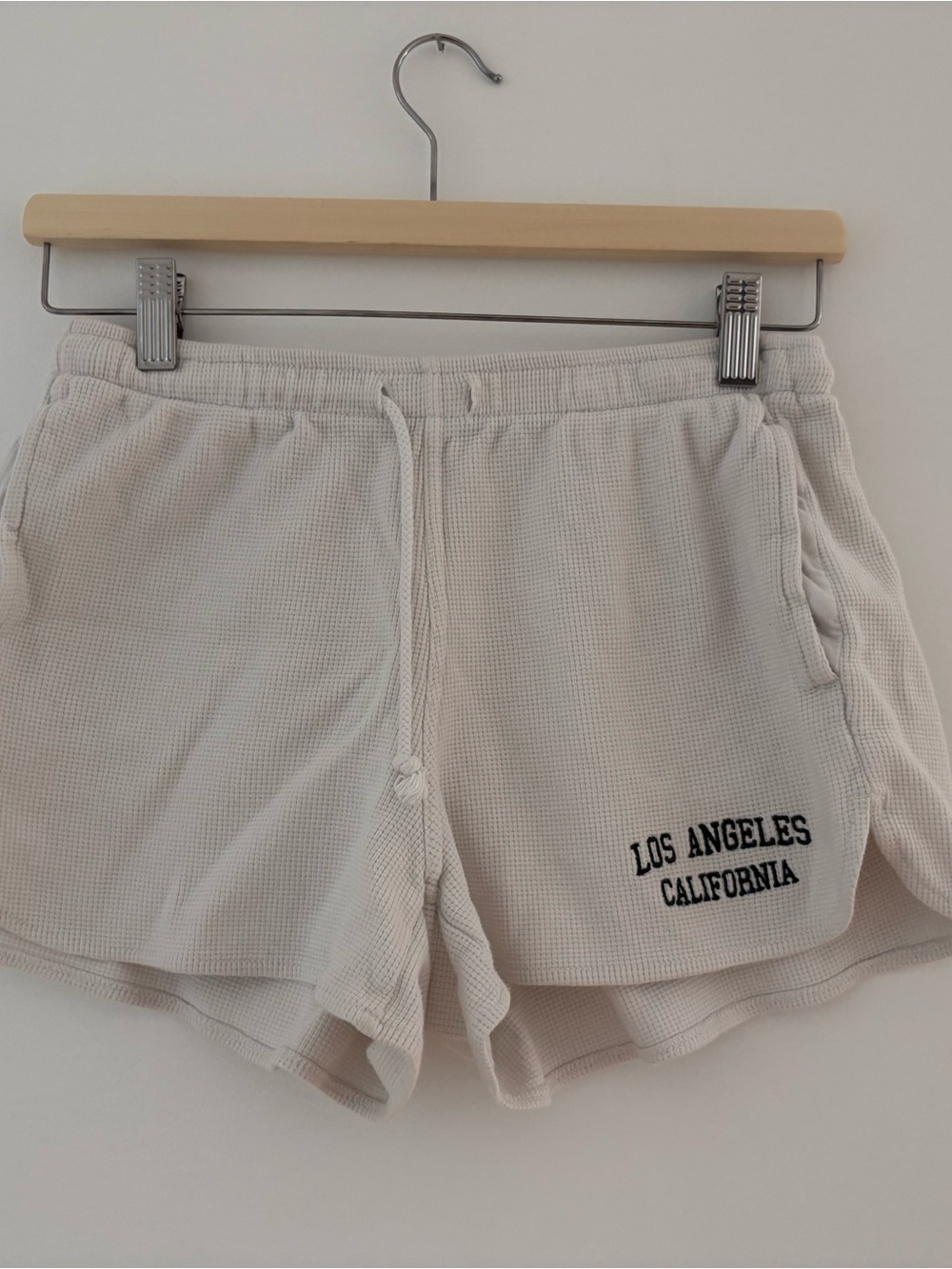 Brandy Melville Waffle Knit Los Angeles Shorts - Cream